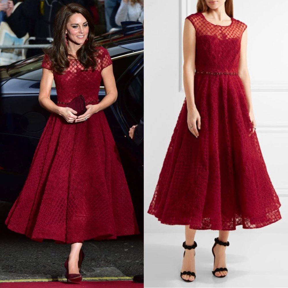NWT Marchesa Gown/Dress Red/Burgundy Size 8 ASO Kate Middleton
